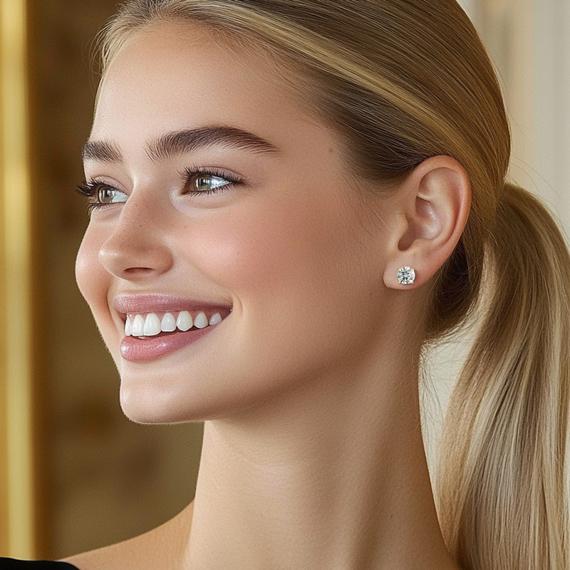 0.1CT/0.3CT/0.5CT/1CT/1.5CT/2CT/3CT Round Cut Moissanite Earrings 0.1CT/0.3CT/0.5CT/1CT/1.5CT/2CT/3CT Round Cut Moissanite Earrings