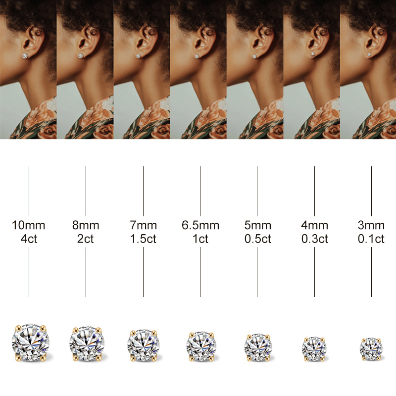 0.1CT/0.3CT/0.5CT/1CT/1.5CT/2CT/3CT Round Cut Moissanite Earrings 0.1CT/0.3CT/0.5CT/1CT/1.5CT/2CT/3CT Round Cut Moissanite Earrings