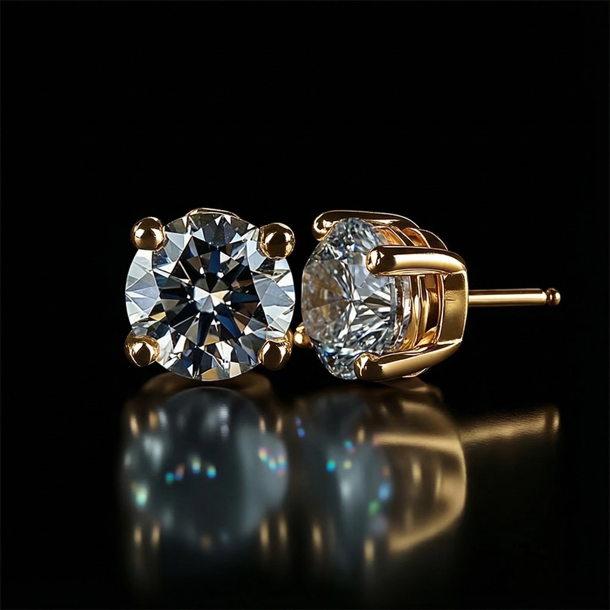 0.1CT/0.3CT/0.5CT/1CT/1.5CT/2CT/3CT Round Cut Moissanite Earrings