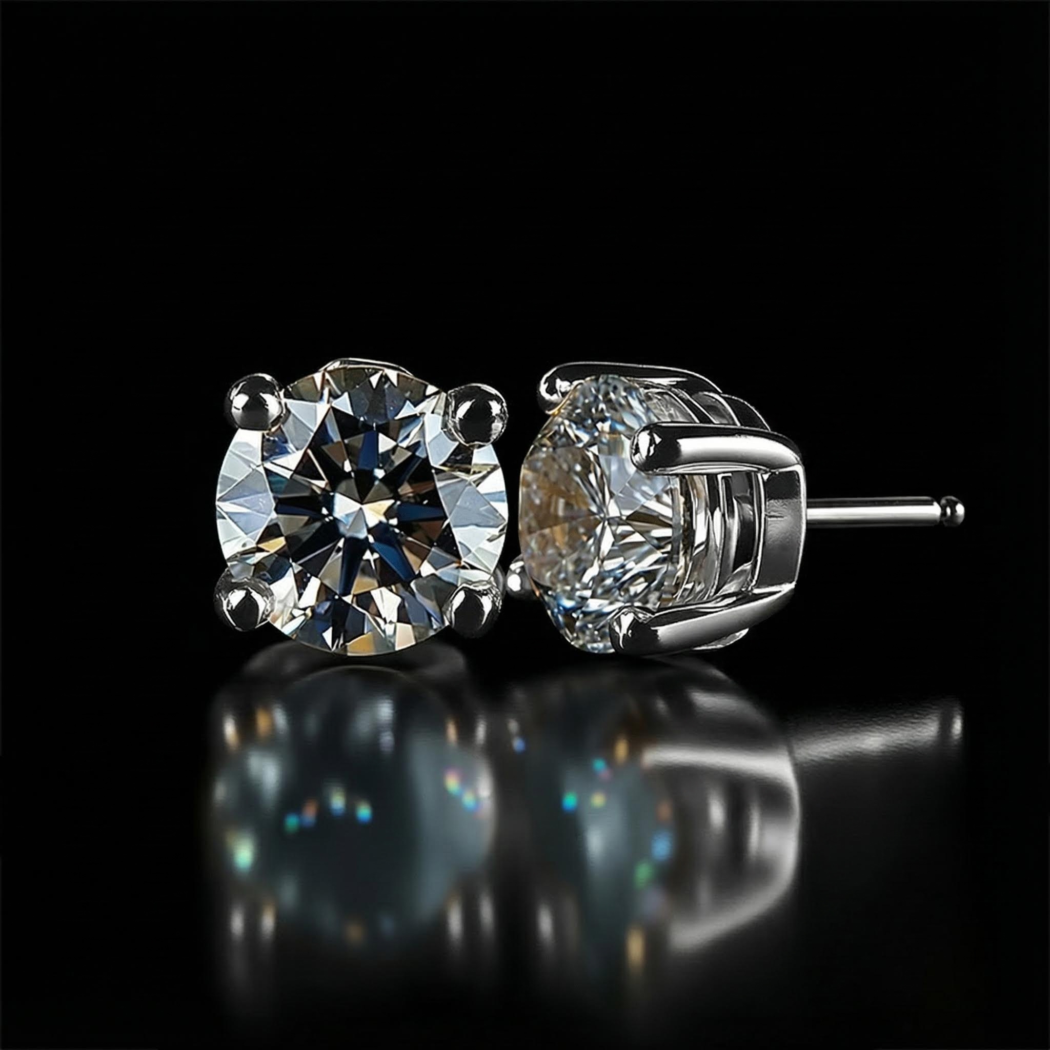 0.1CT/0.3CT/0.5CT/1CT/1.5CT/2CT/3CT Round Cut Moissanite Earrings