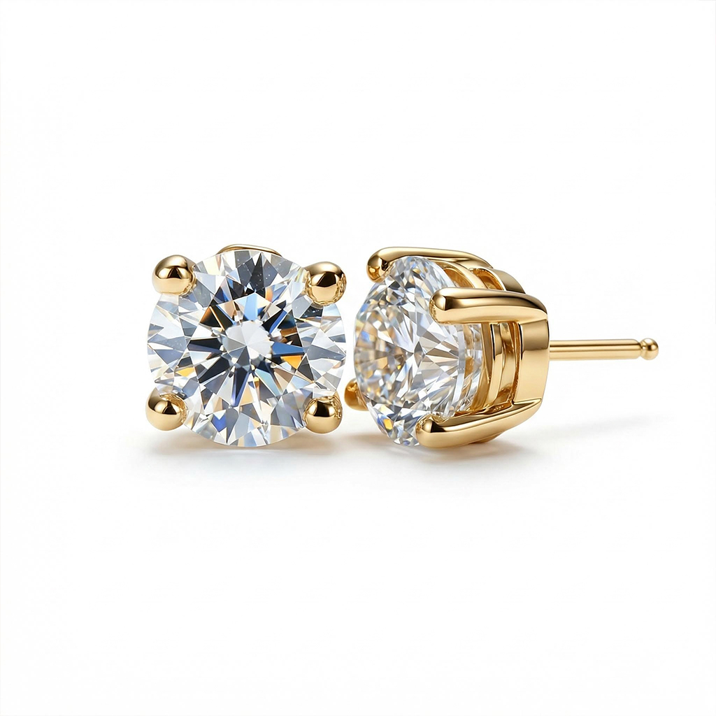 0.1CT/0.3CT/0.5CT/1CT/1.5CT/2CT/3CT Round Cut Moissanite Earrings