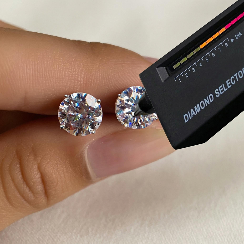 0.1CT/0.3CT/0.5CT/1CT/1.5CT/2CT/3CT Round Cut Moissanite Earrings