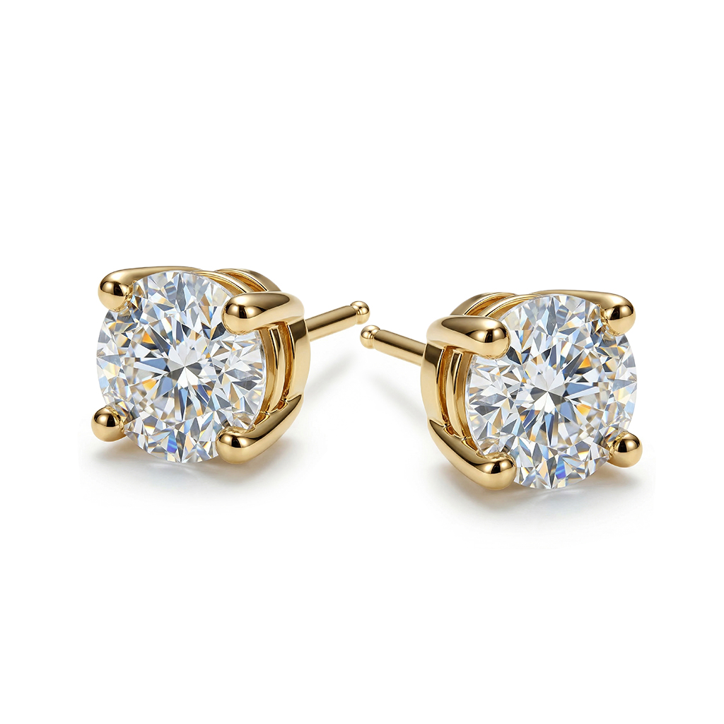 0.1CT/0.3CT/0.5CT/1CT/1.5CT/2CT/3CT Round Cut Moissanite Earrings