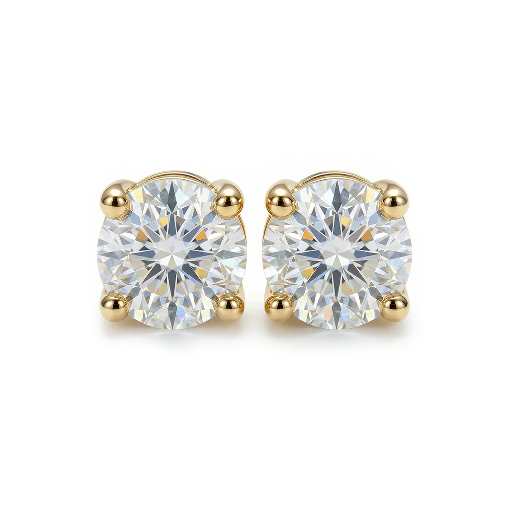 0.1CT/0.3CT/0.5CT/1CT/1.5CT/2CT/3CT Round Cut Moissanite Earrings