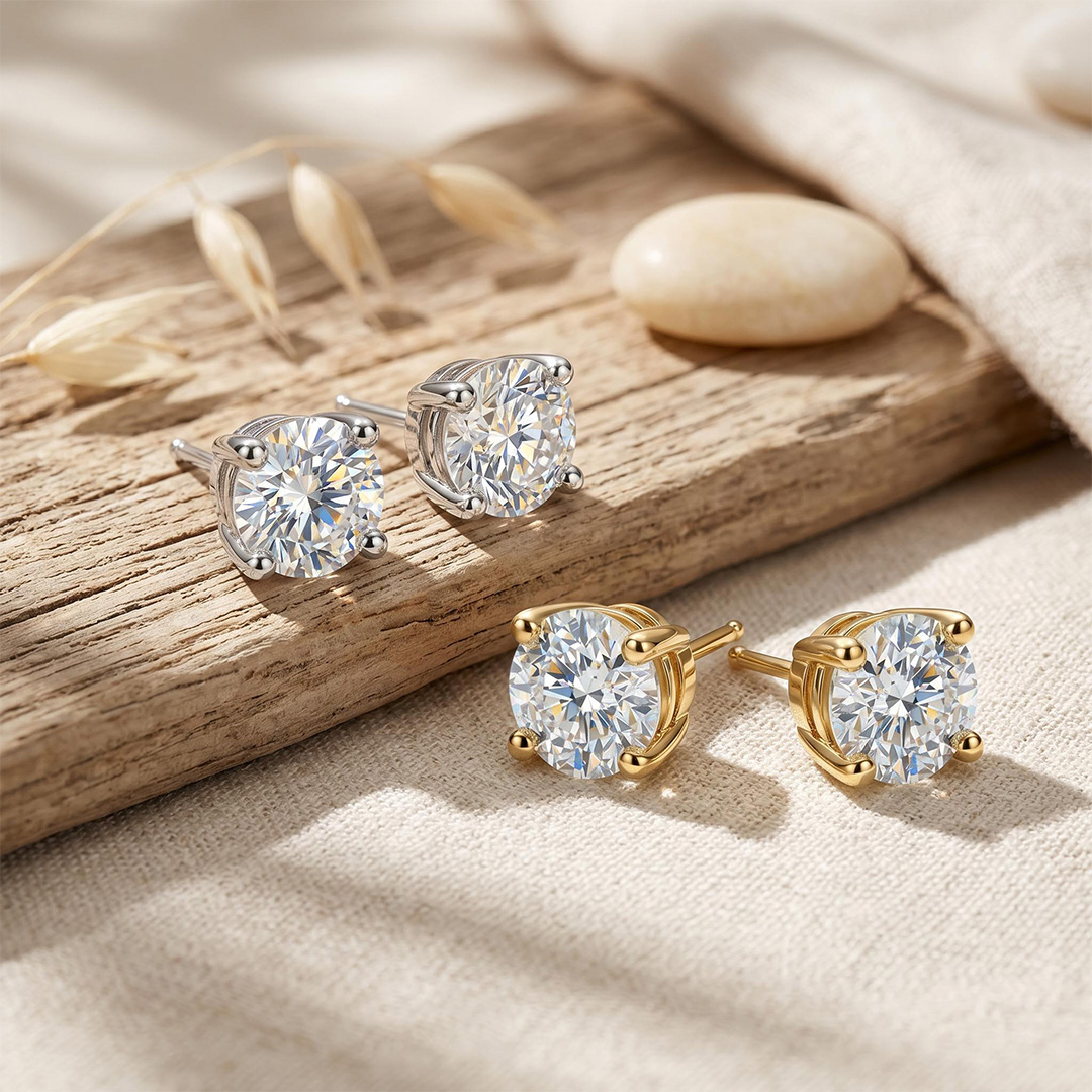 0.1CT/0.3CT/0.5CT/1CT/1.5CT/2CT/3CT Round Cut Moissanite Earrings 0.1CT/0.3CT/0.5CT/1CT/1.5CT/2CT/3CT Round Cut Moissanite Earrings