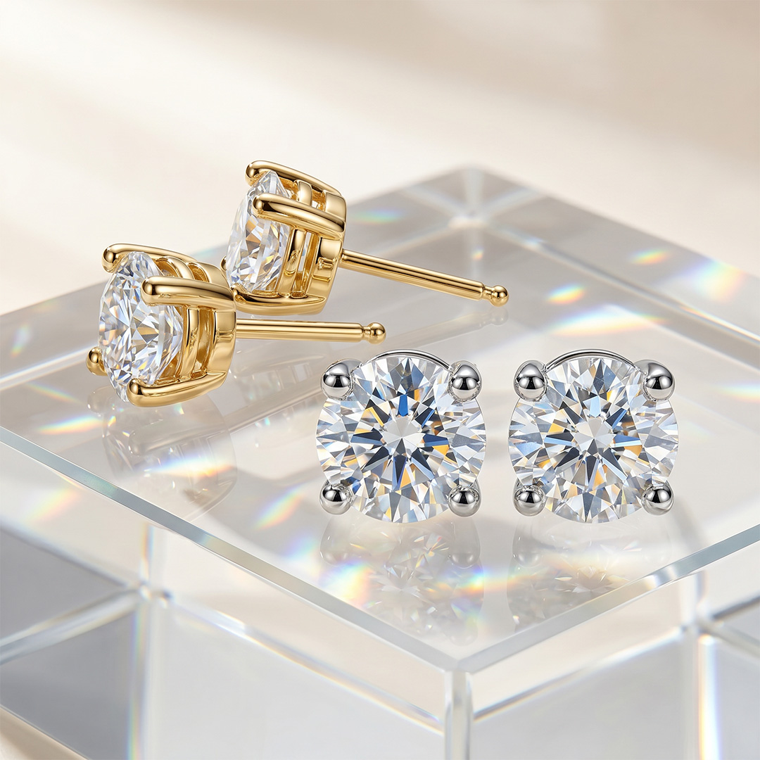 0.1CT/0.3CT/0.5CT/1CT/1.5CT/2CT/3CT Round Cut Moissanite Earrings 0.1CT/0.3CT/0.5CT/1CT/1.5CT/2CT/3CT Round Cut Moissanite Earrings