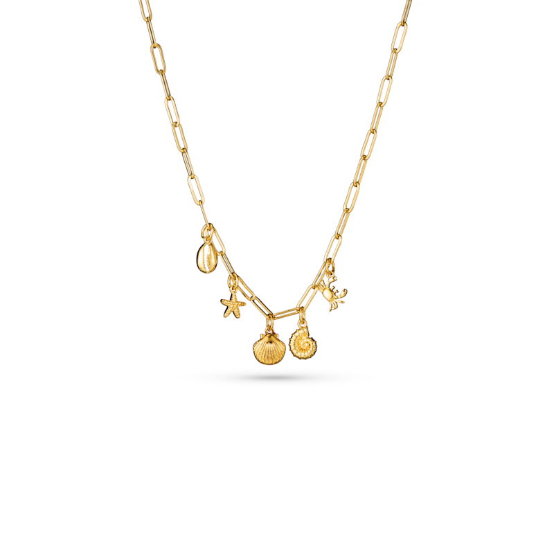 Sea Life Paper Clip Link Charm Necklace Sea Life Paper Clip Link Charm Necklace