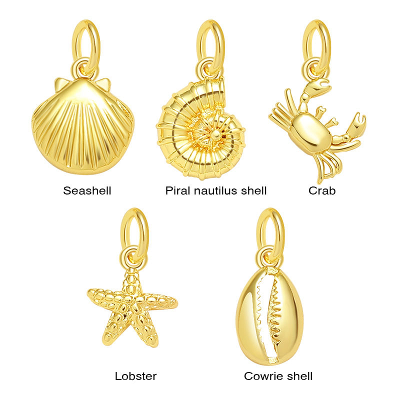 Sea Life Paper Clip Link Charm Necklace Sea Life Paper Clip Link Charm Necklace