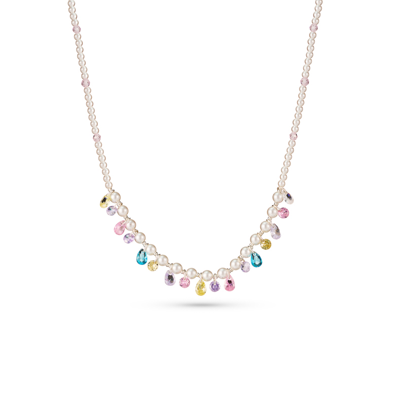 Elegant Multi-Colored Gemstone & Pearl Necklace