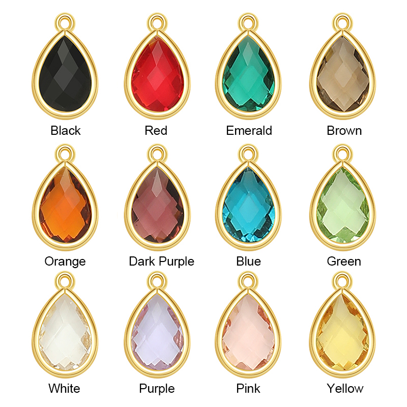 Letter & Pear Gemstone Paper Clip Link Charm Necklace with Pearl Charm Letter & Pear Gemstone Paper Clip Link Charm Necklace with Pearl Charm