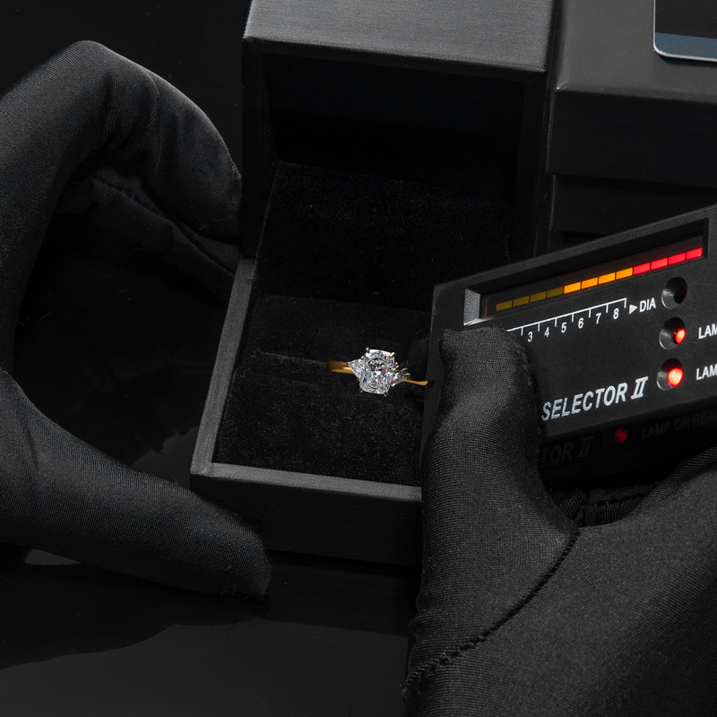 5.9CT Radiant & Heart Cut VVS Moissanite S925 Silver Three Stone Engagement Ring