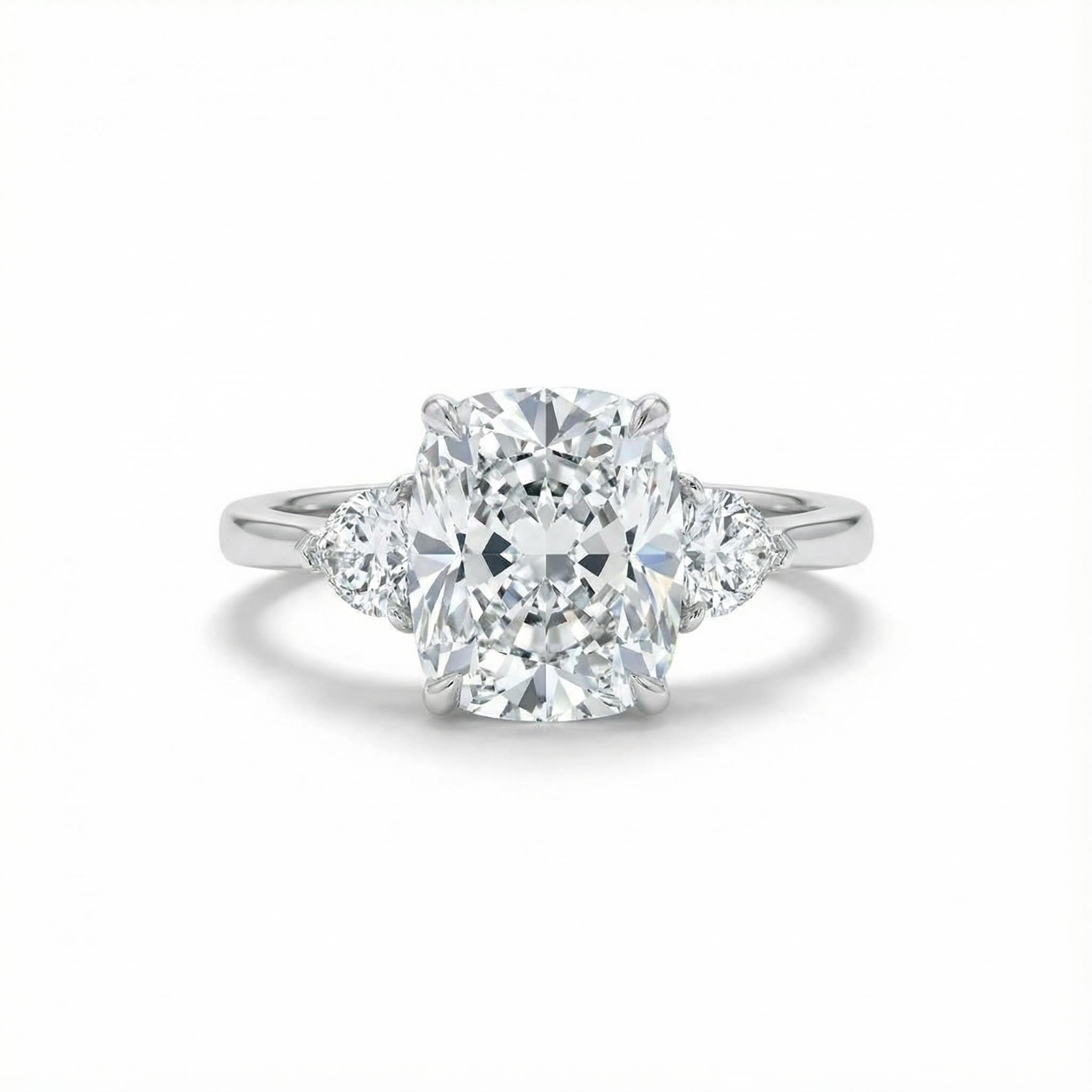 5.9CT Radiant & Heart Cut VVS Moissanite S925 Silver Three Stone Engagement Ring