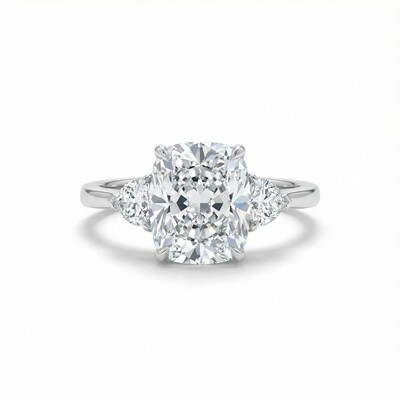 5.9CT Radiant & Heart Cut VVS Moissanite S925 Silver Three Stone Engagement Ring
