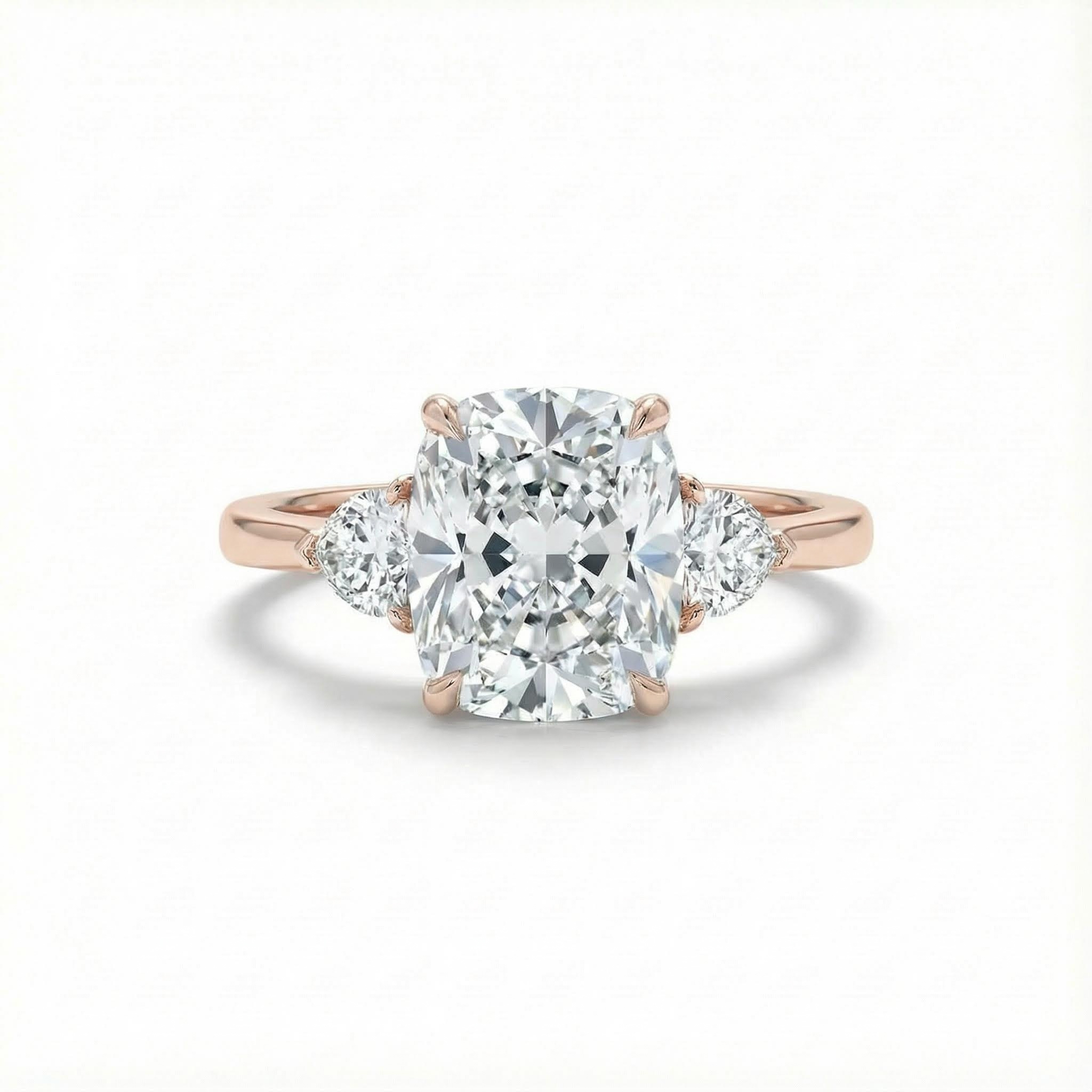 5.9CT Radiant & Heart Cut VVS Moissanite S925 Silver Three Stone Engagement Ring