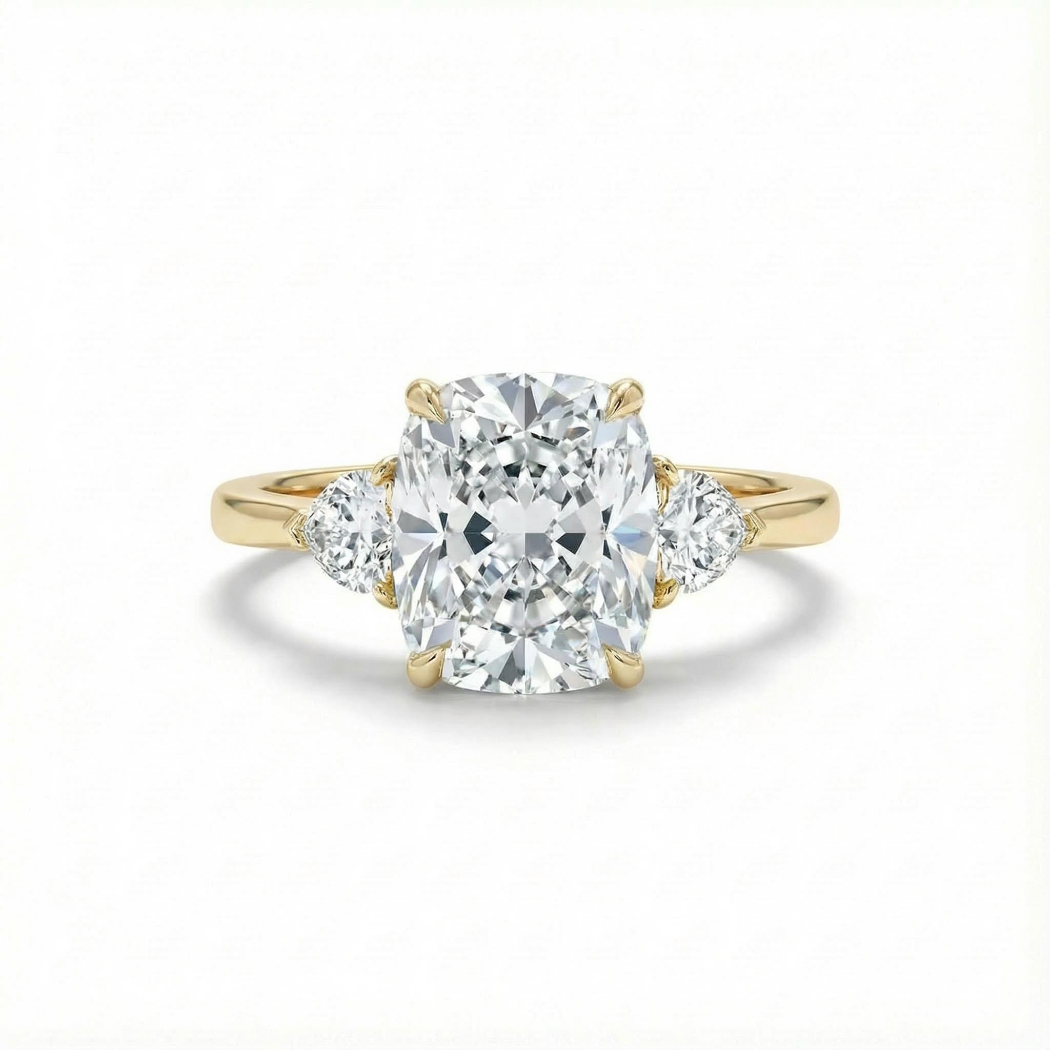 5.9CT Radiant & Heart Cut VVS Moissanite S925 Silver Three Stone Engagement Ring