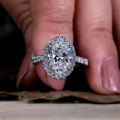 2.5Ct Oval &Round Cut VVS Moissanite S925 Silver Engagement Ring
