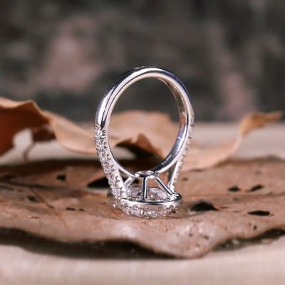 2.5Ct Oval &Round Cut VVS Moissanite S925 Silver Engagement Ring