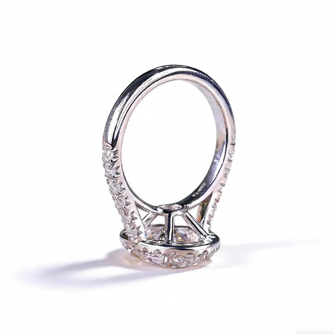 2.5Ct Oval &Round Cut VVS Moissanite S925 Silver Engagement Ring