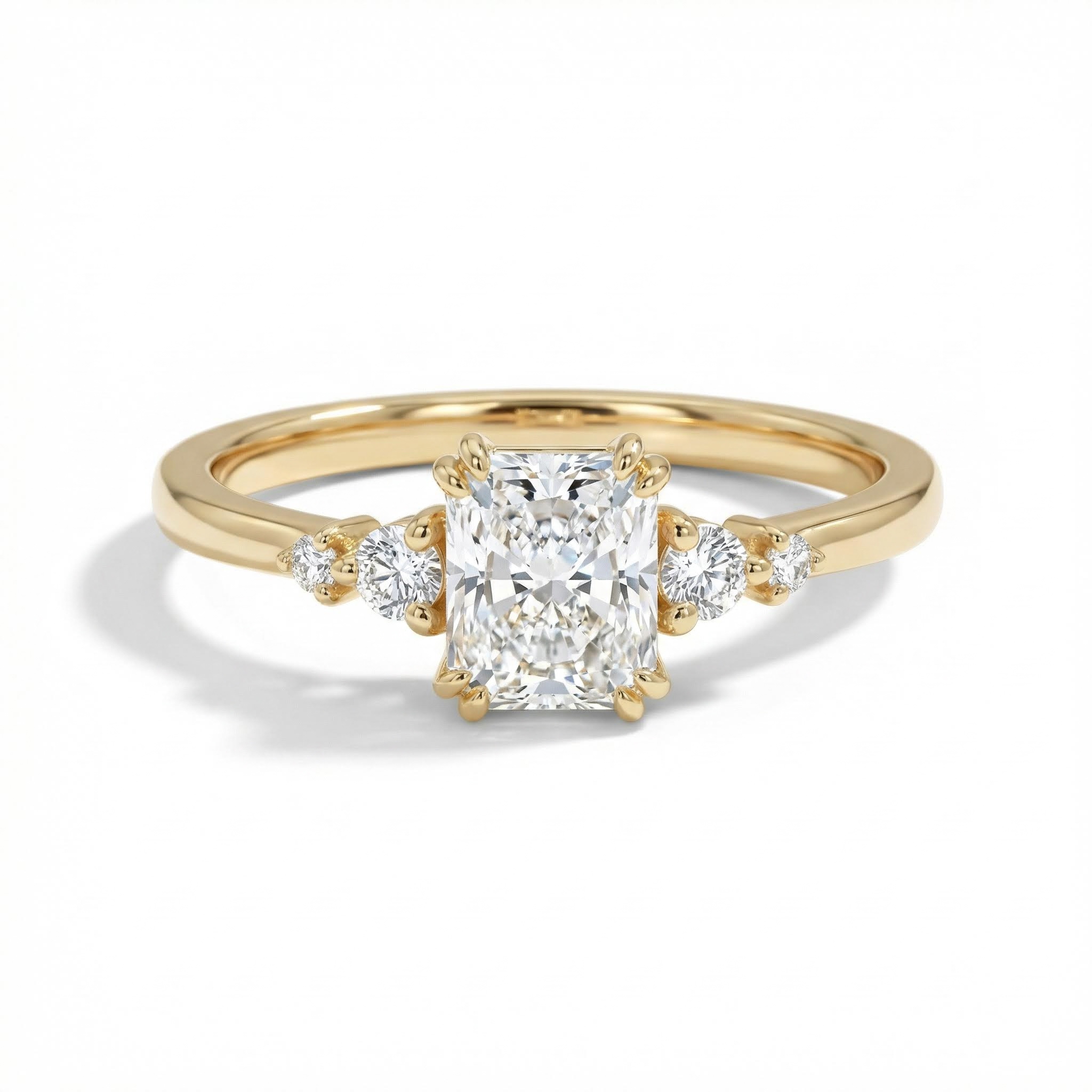 2.2CT Radiant Square & Round Cut  VVS Moissanite S925 Silver Engagement Ring