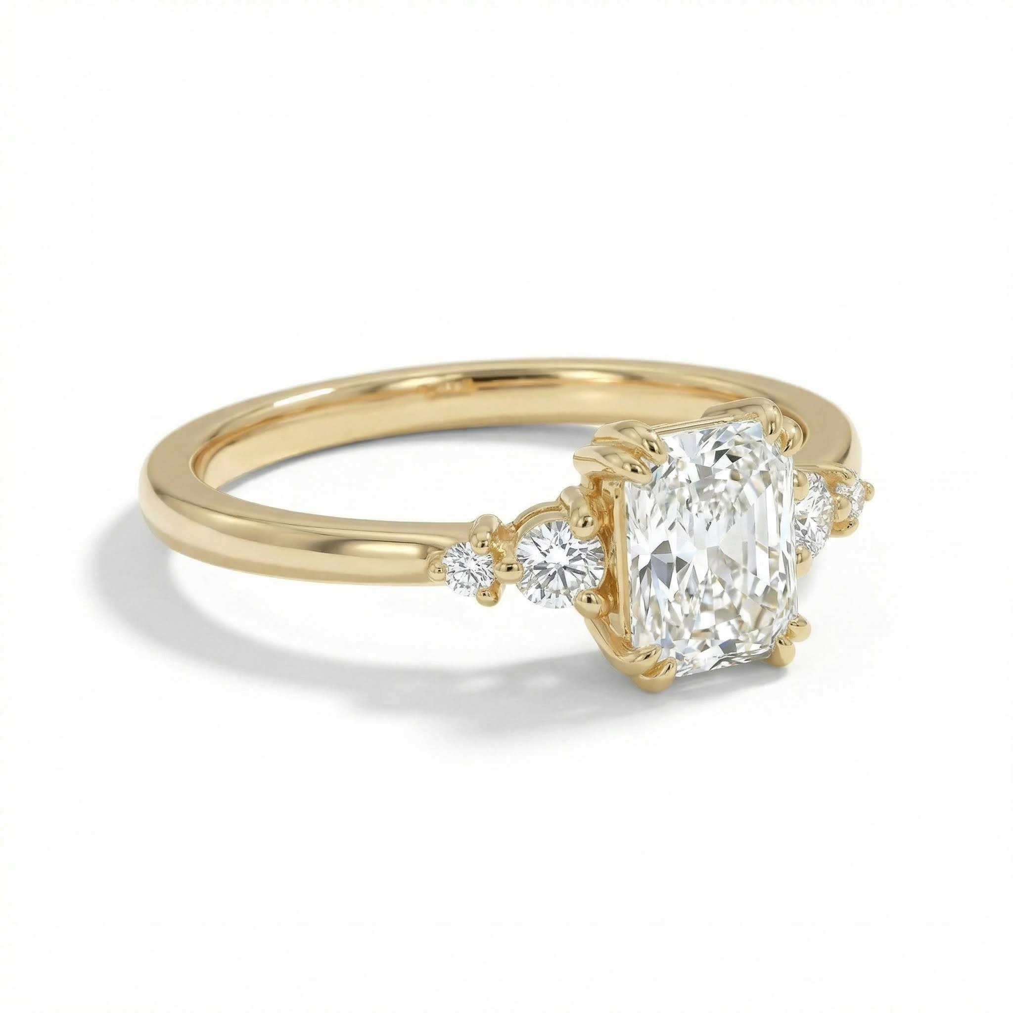 2.2CT Radiant Square & Round Cut  VVS Moissanite S925 Silver Engagement Ring