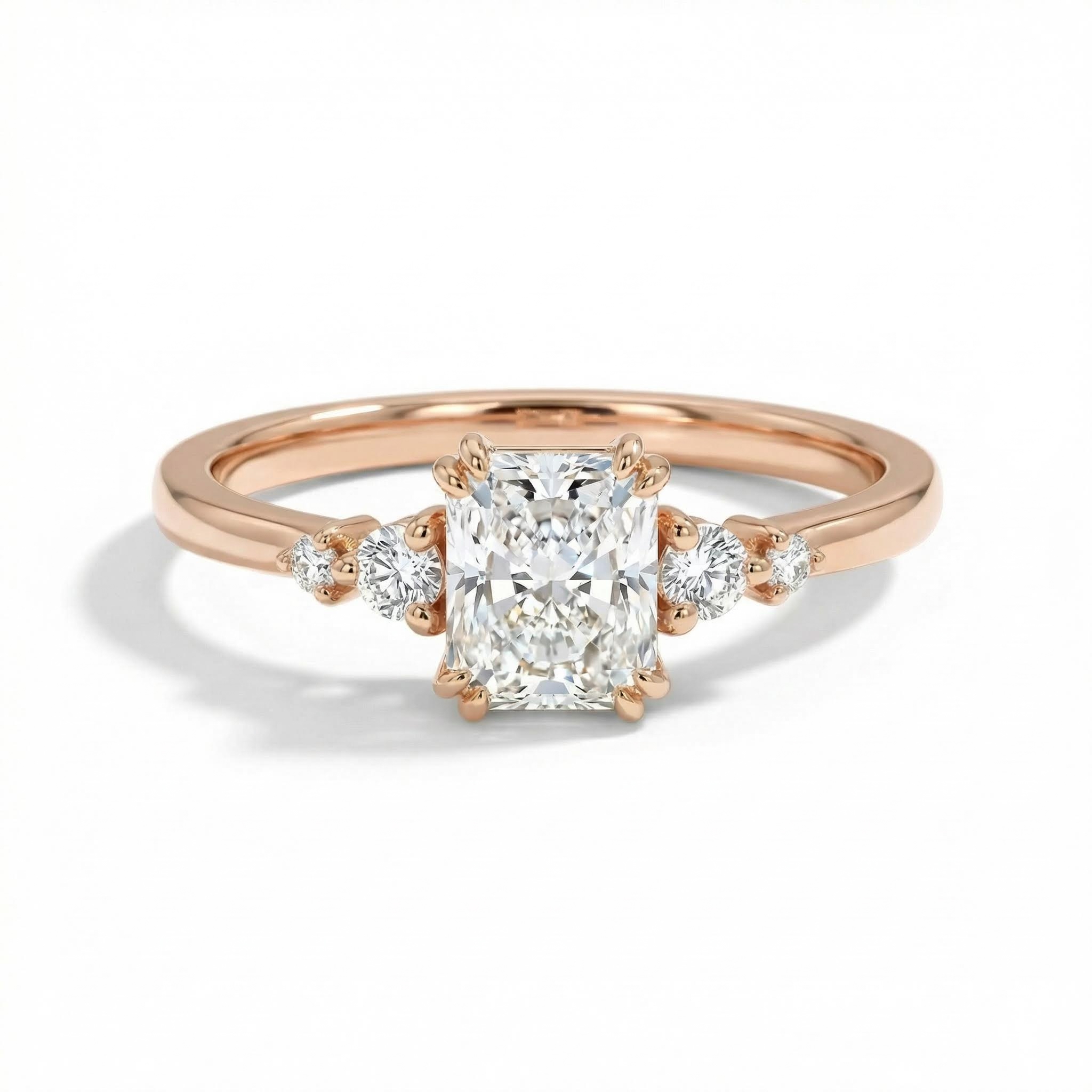 2.2CT Radiant Square & Round Cut  VVS Moissanite S925 Silver Engagement Ring