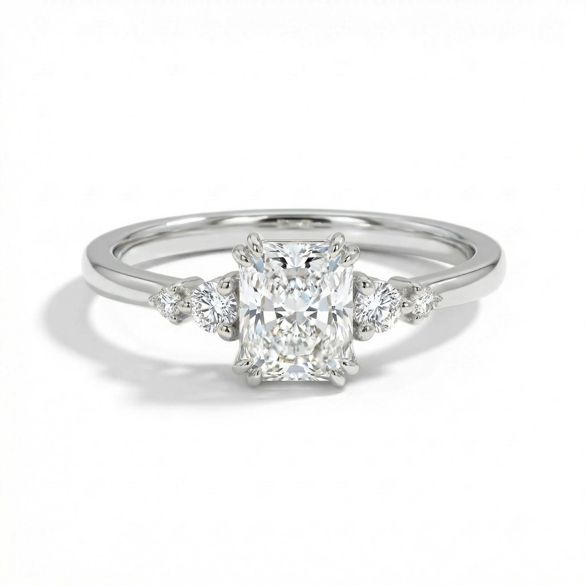 2.2CT Radiant Square & Round Cut  VVS Moissanite S925 Silver Engagement Ring