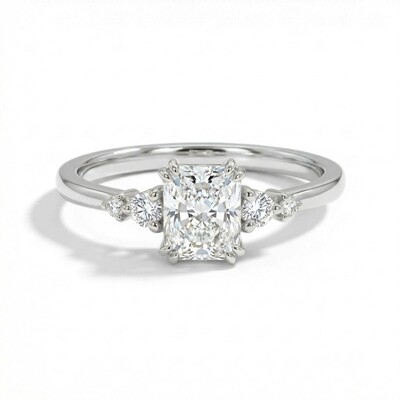 2.2CT Radiant Square & Round Cut VVS Moissanite S925 Silver Engagement Ring 2.2CT Radiant Square & Round Cut VVS Moissanite S925 Silver Engagement Ring