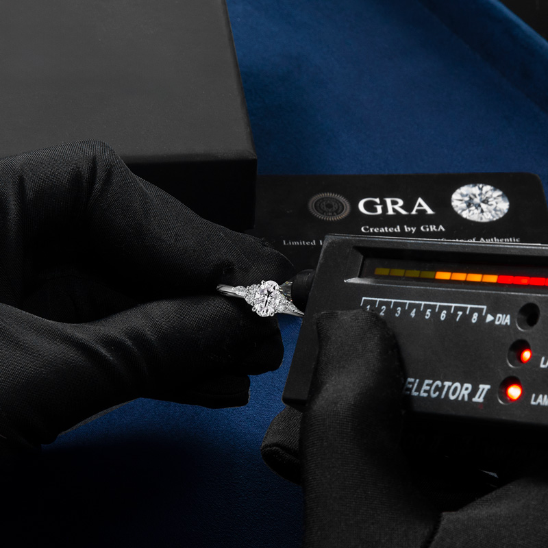 1.01CT Oval & Round Cut VVS Moissanite S925 Silver Engagement Ring