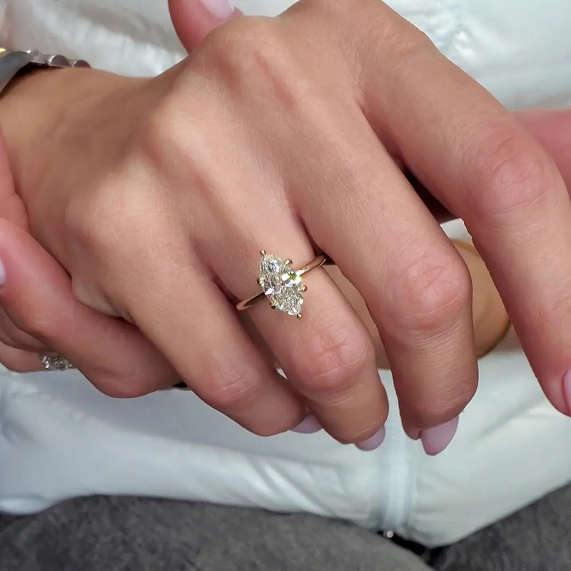 3.12CT Marquise & Round Cut Six Claws VVS Moissanite S925 Silver Engagement Ring