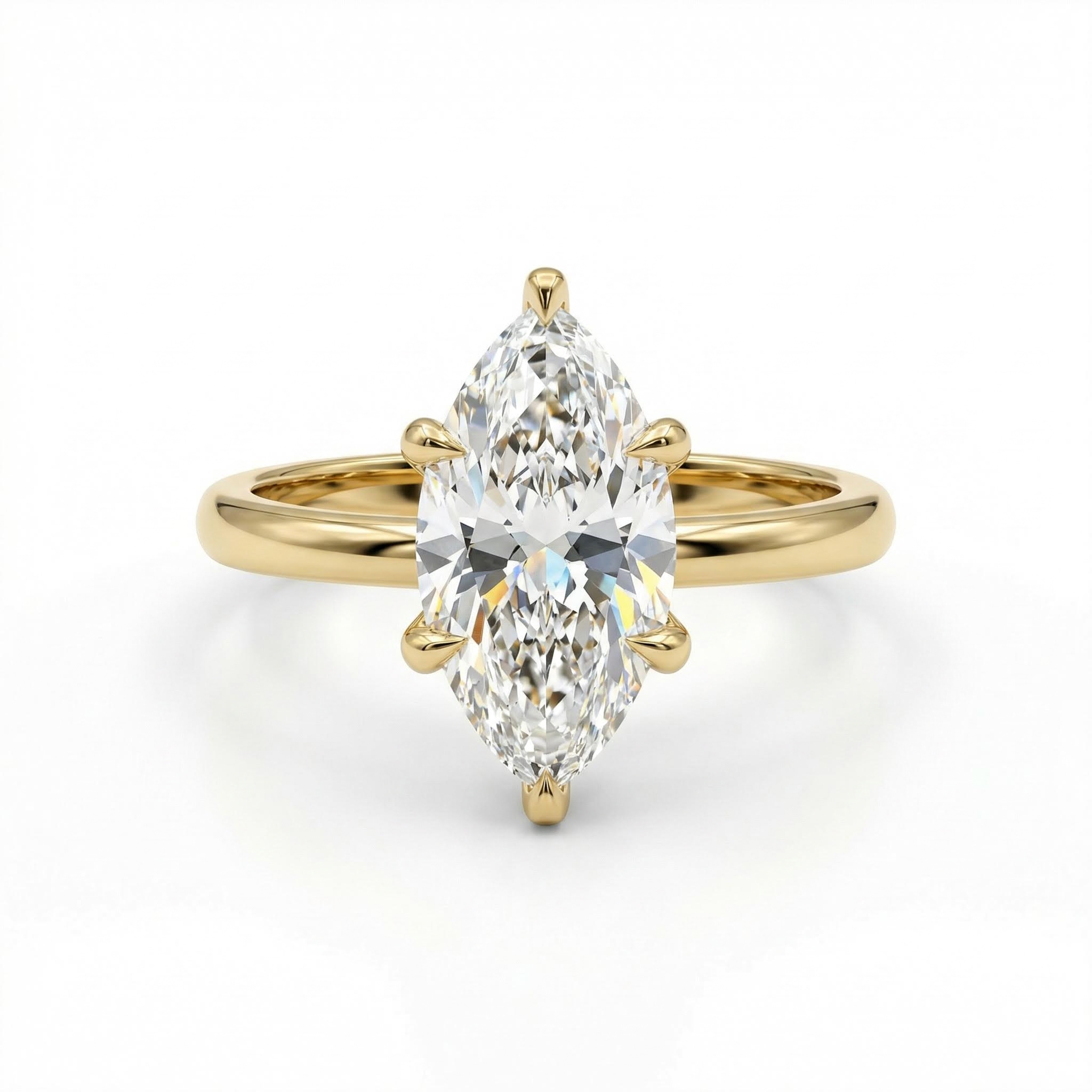 3.12CT Marquise & Round Cut Six Claws VVS Moissanite S925 Silver Engagement Ring