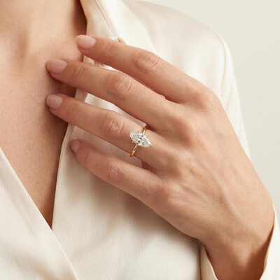 3.12CT Marquise & Round Cut Six Claws VVS Moissanite S925 Silver Engagement Ring