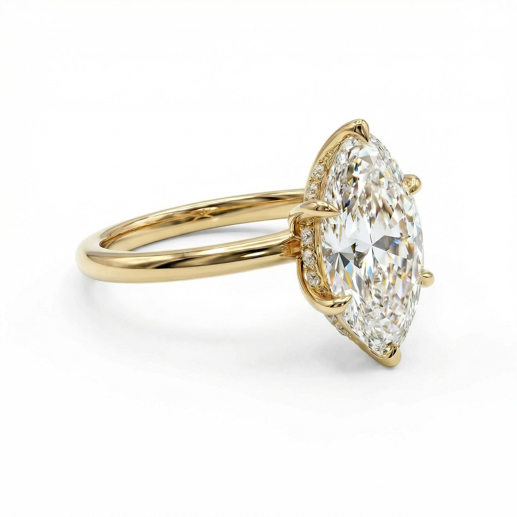 3.12CT Marquise & Round Cut Six Claws VVS Moissanite S925 Silver Engagement Ring