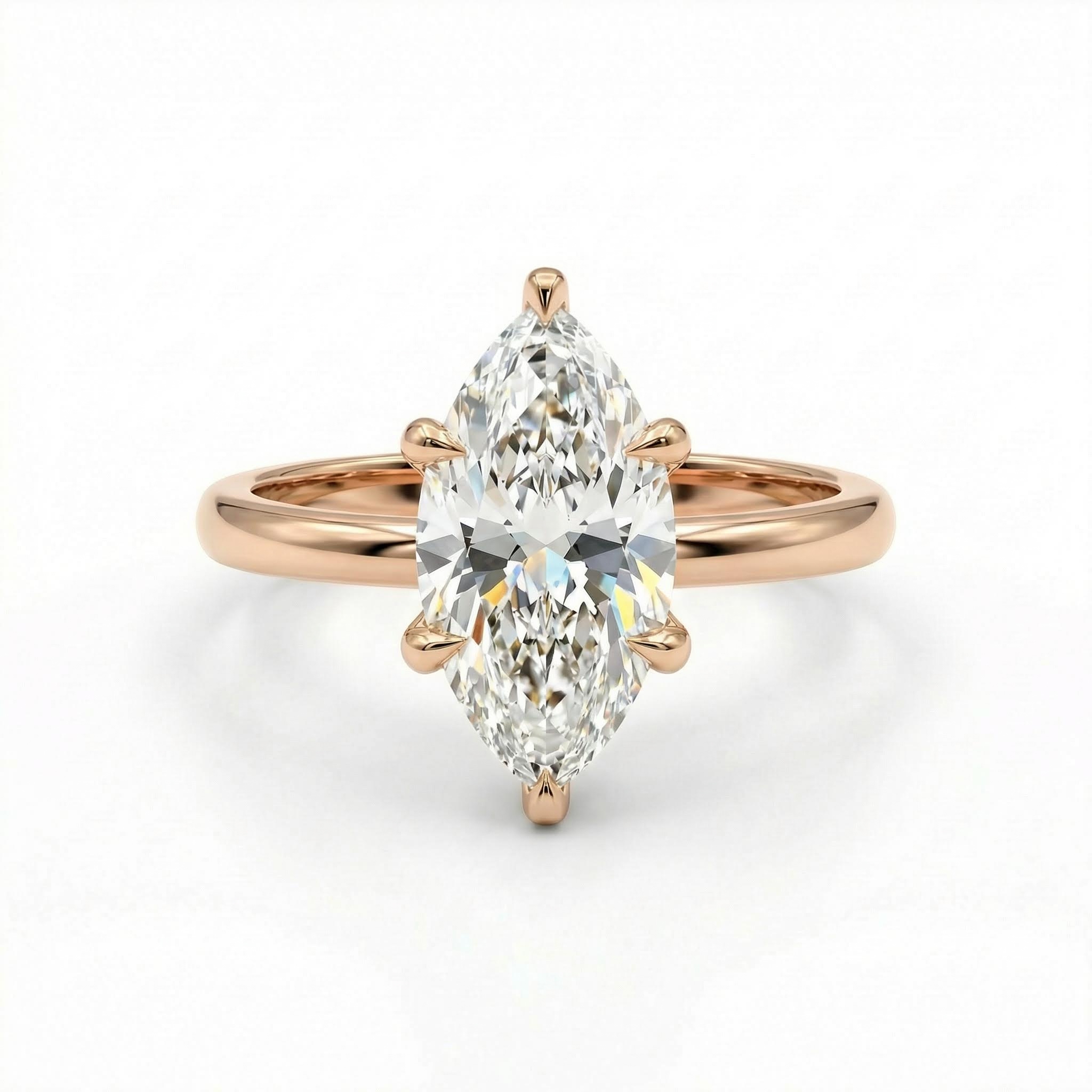 3.12CT Marquise & Round Cut Six Claws VVS Moissanite S925 Silver Engagement Ring