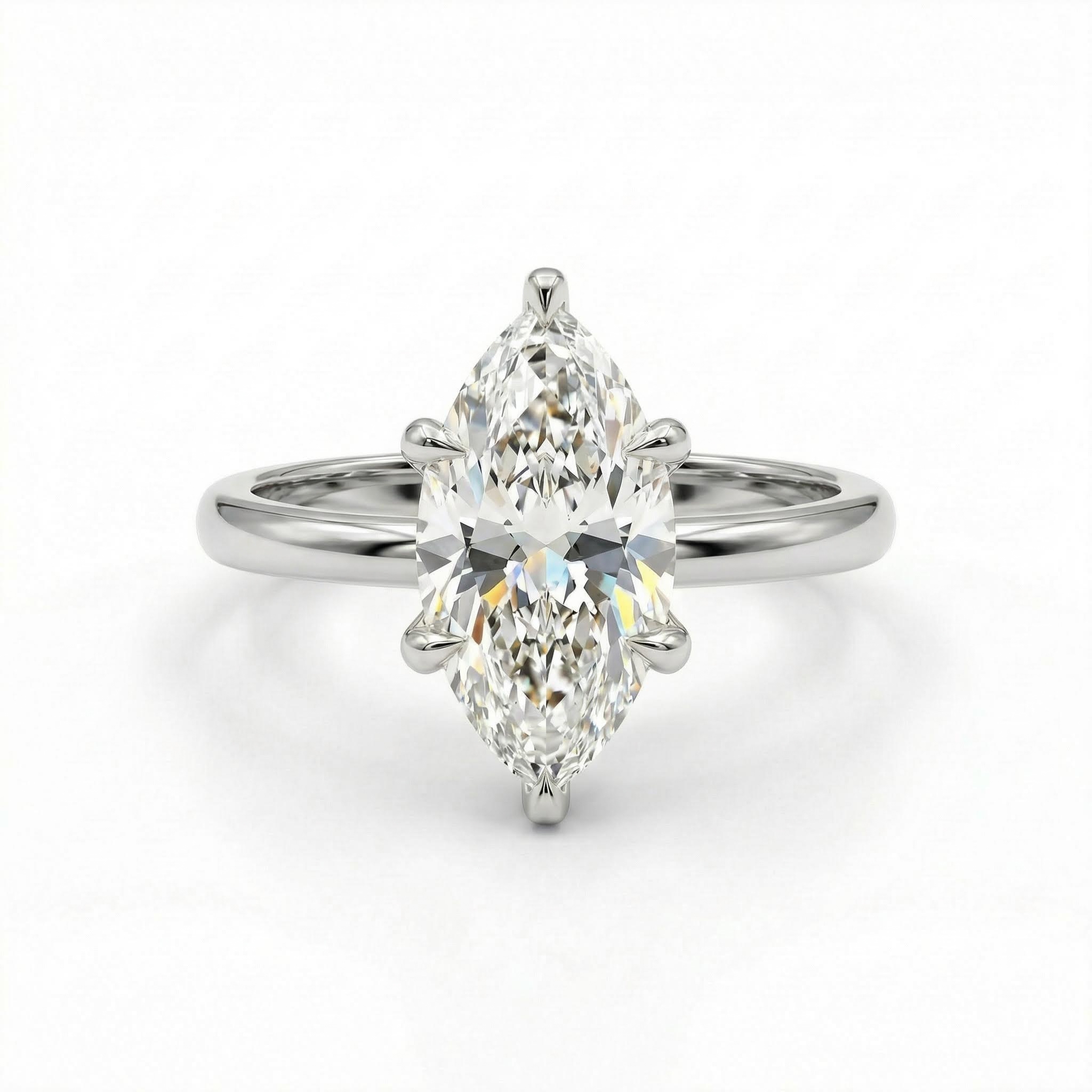 3.12CT Marquise & Round Cut Six Claws VVS Moissanite S925 Silver Engagement Ring