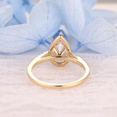 2.38CT Pear & Round Cut VVS Moissanite S925 Silver Engagement Ring