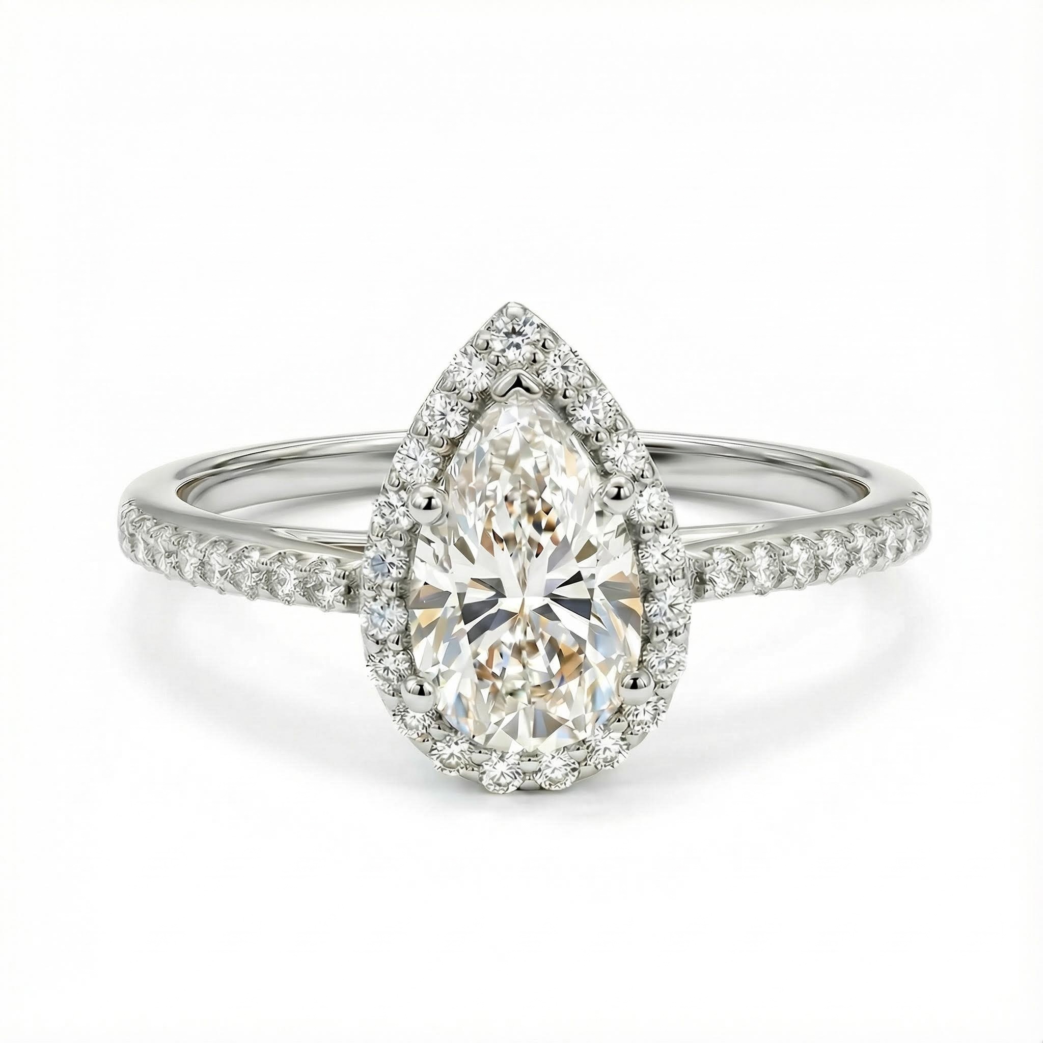 2.38CT Pear & Round Cut VVS Moissanite S925 Silver Engagement Ring 2.38CT Pear & Round Cut VVS Moissanite S925 Silver Engagement Ring