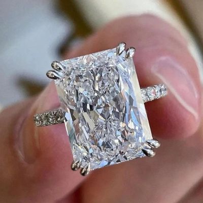 3.26CT Radiant Cut VVS Moissante S925 Silver Hide Halo Engagement Ring