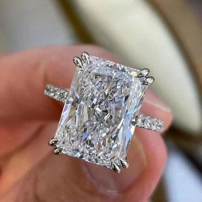 3.26CT Radiant Cut VVS Moissante S925 Silver Hide Halo Engagement Ring