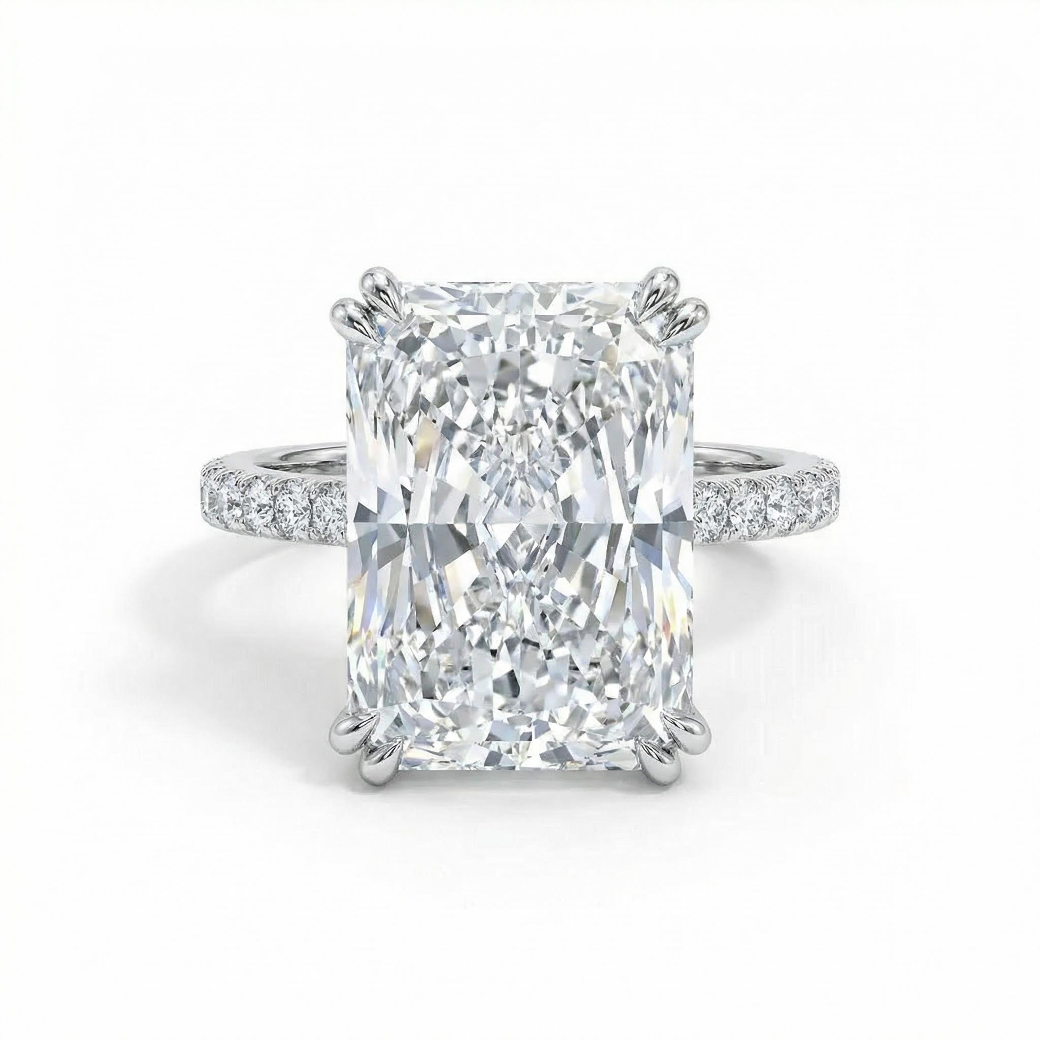 3.26CT Radiant Cut VVS Moissanite S925 Silver Hide Halo Engagement Ring