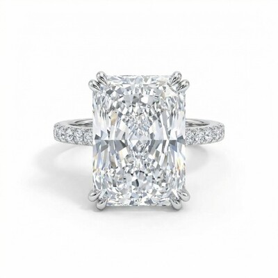 3.26CT Radiant Cut VVS Moissanite S925 Silver Hide Halo Engagement Ring