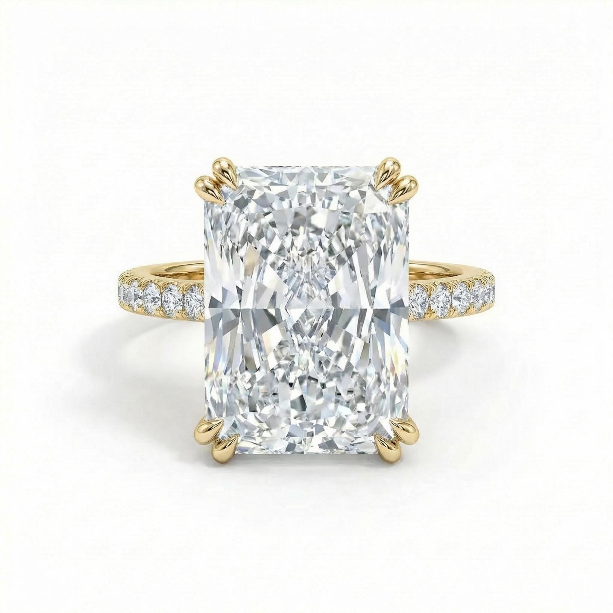 3.26CT Radiant Cut VVS Moissanite S925 Silver Hide Halo Engagement Ring