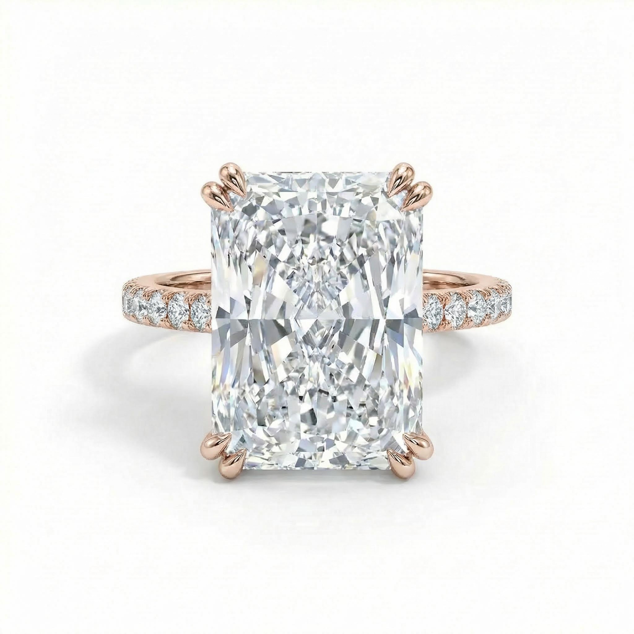 3.26CT Radiant Cut VVS Moissanite S925 Silver Hide Halo Engagement Ring