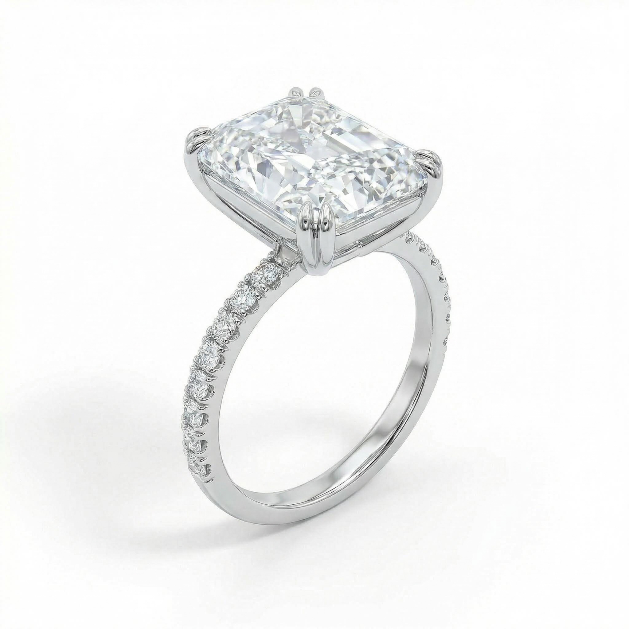 3.26CT Radiant Cut VVS Moissanite S925 Silver Hide Halo Engagement Ring