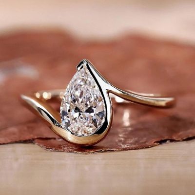 1.5CT Pear Cut VVS Moissante S925 Silver Half Bezel Engagement Ring