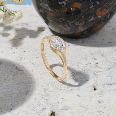1CT Oval Cut VVS Moissante S925 Silver Engagement Ring