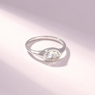 1CT Oval Cut VVS Moissante S925 Silver Engagement Ring
