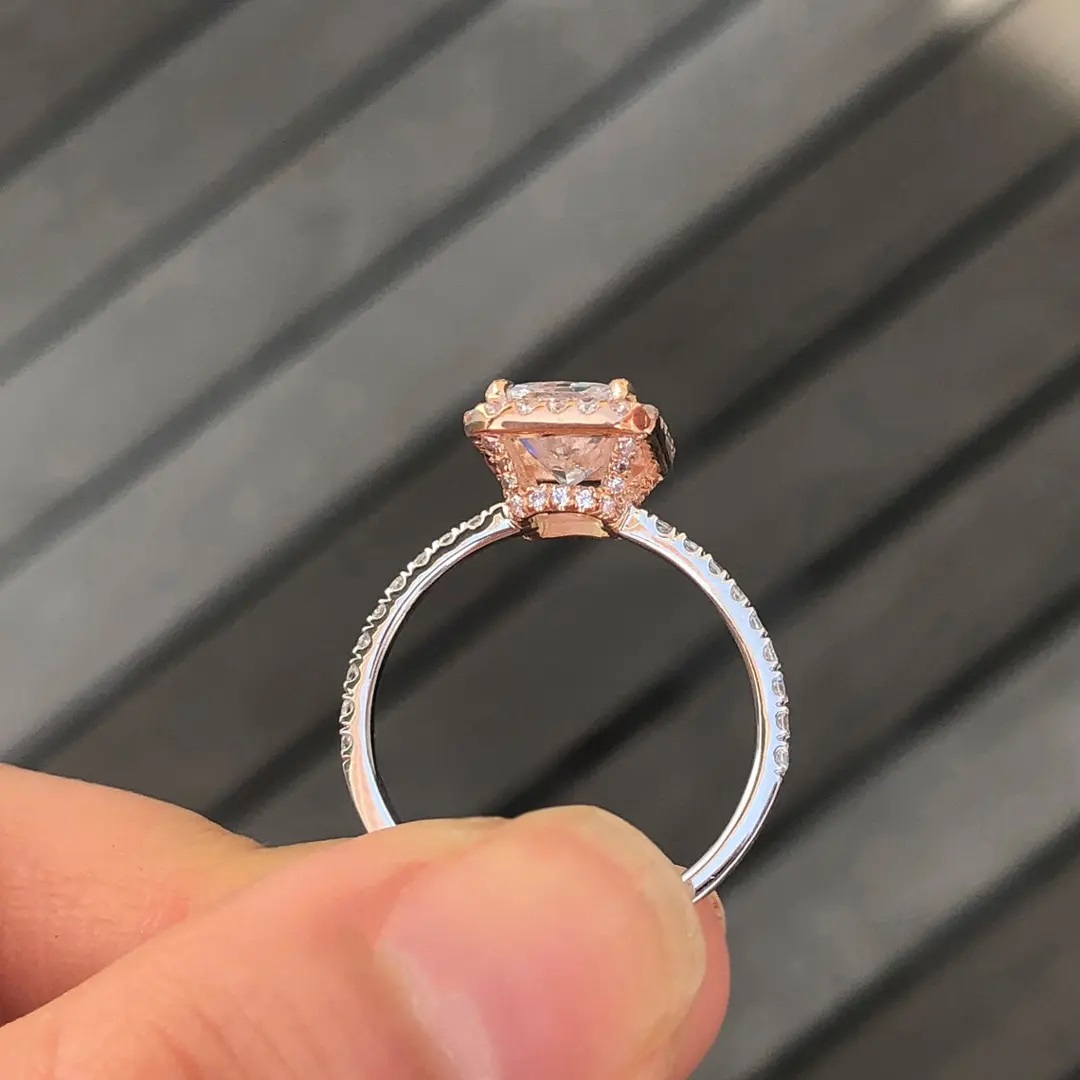 3.53CT Radiant & Round Cut Two-Tone Halo VVS Moissanite S925 Silver Engagement Ring 3.53CT Radiant & Round Cut Two-Tone Halo VVS Moissanite S925 Silver Engagement Ring