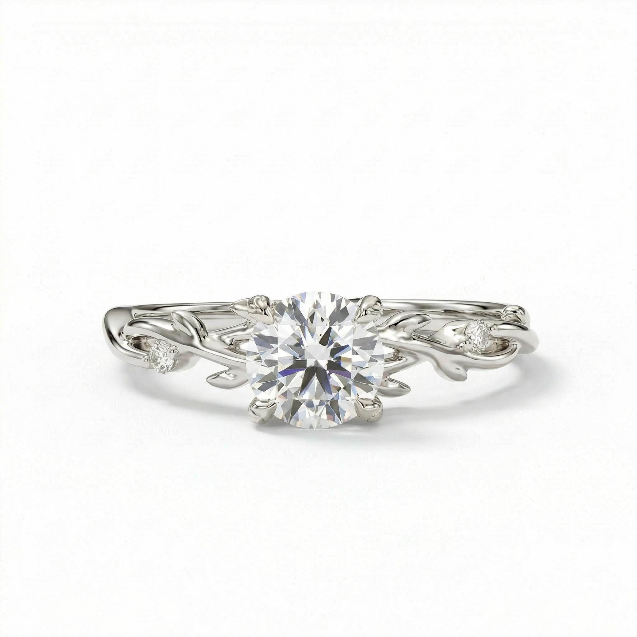 2.06CT Round Cut VVS Moissanite S925 Silver Engagement Ring