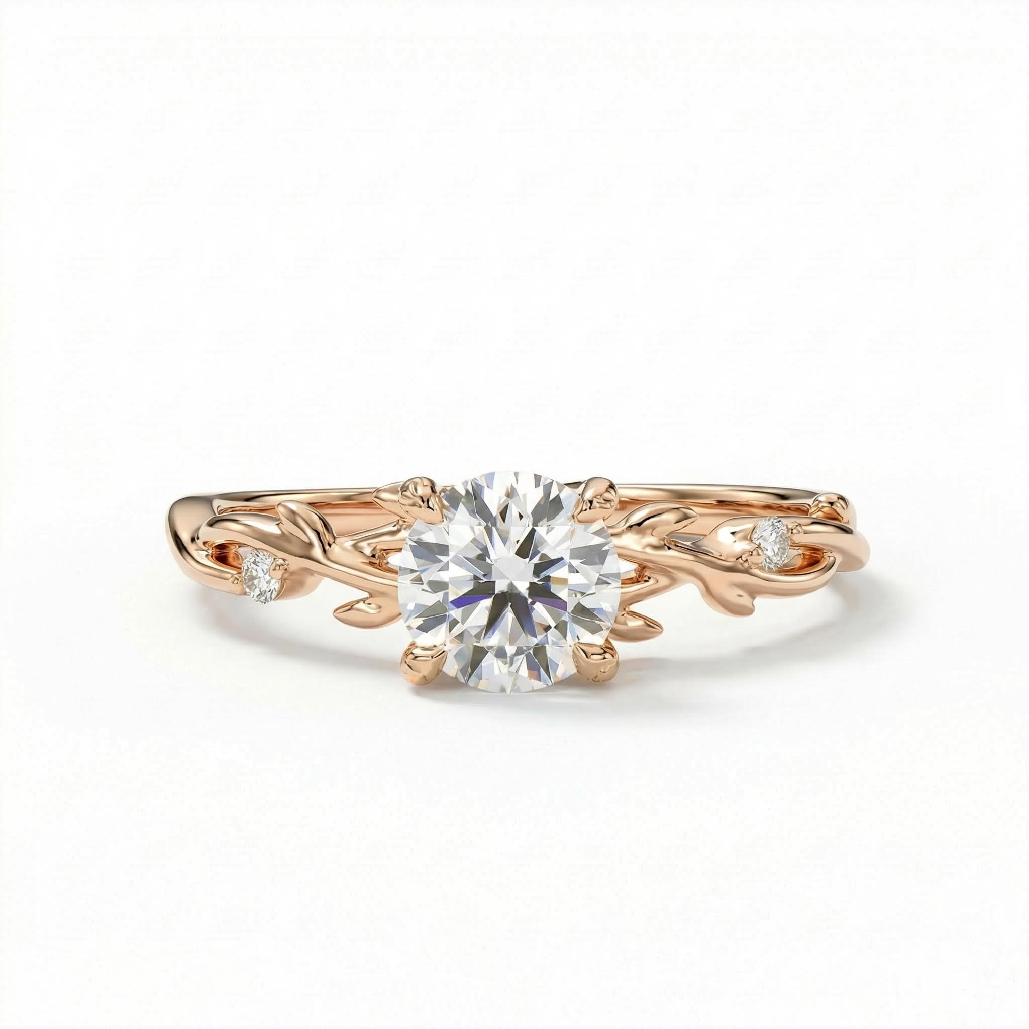 2.06CT Round Cut VVS Moissanite S925 Silver Engagement Ring