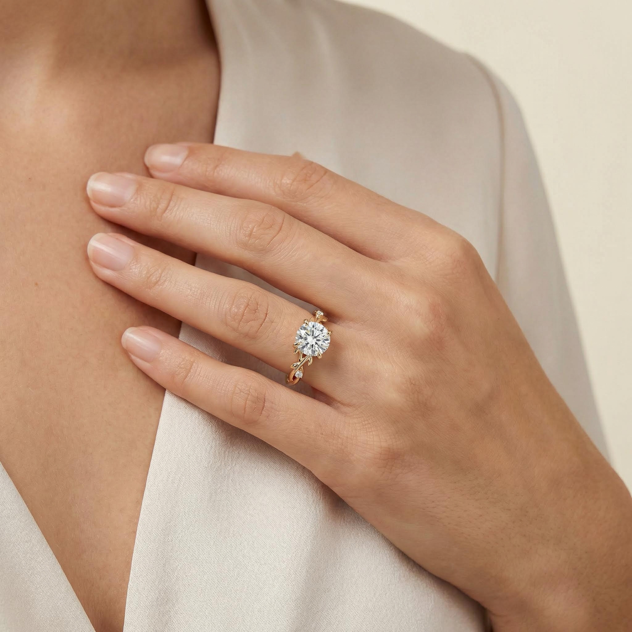 2.06CT Round Cut VVS Moissanite S925 Silver Engagement Ring